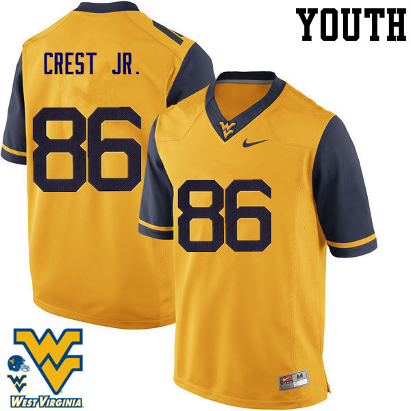 NCAA Youth William Crest Jr. West Virginia Mountaineers Gold #86 Nike Stitched Football College Authentic Jersey FI23B10BO